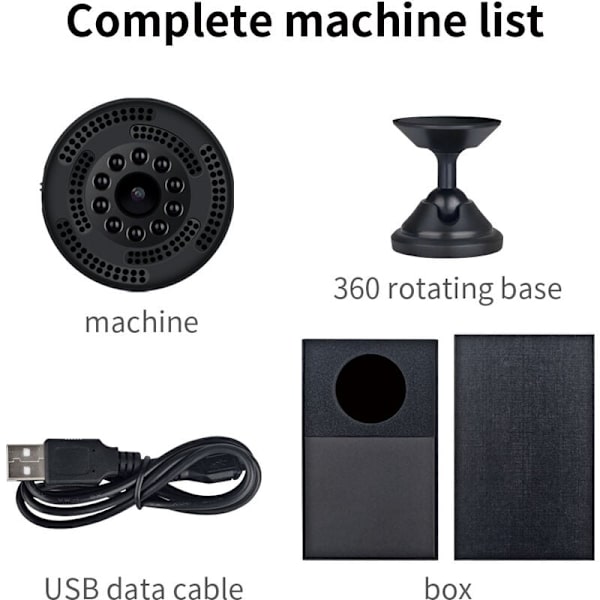 Övervakningskamera för inomhus/utomhus, Mini spionkamera WiFi 1080P HD trådlös dold kamera med videobandspelare/rörelsedetektor/nattseende/fjärrkontroll