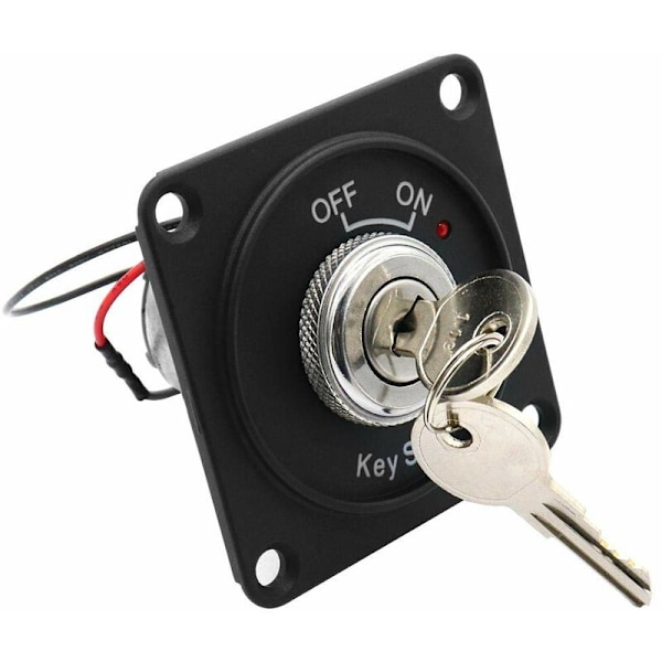 DC 12V 10A Tändningsbrytare 2 Positioner På/Av Nyckelbrytare med Panel + 2 Nycklar