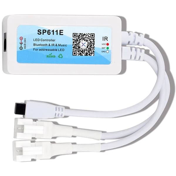 SP611E WS2812B WS2811 Bluetooth Music LED Strip Controller IR38 Keys Remote APP for Addressable LED Lighting DC5V-24V