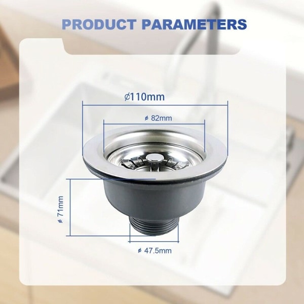 Kjøkkenvask sil sil stopper rustfritt stål kjøkkenvask kurv vask tilbehør (110mm)