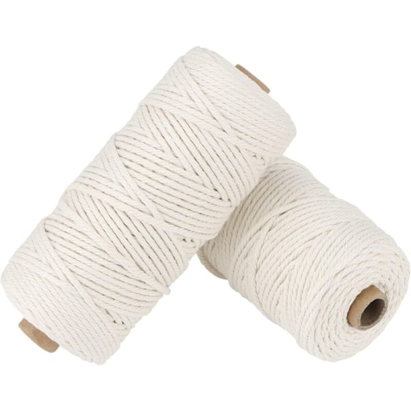 5-pack Bomullsmakramétråd, Snöre, Sladd 3 mm x 100 m Naturvit Bomullstråd Makramérep Bomullssnöre för DIY, Hantverk, Presentinslagning