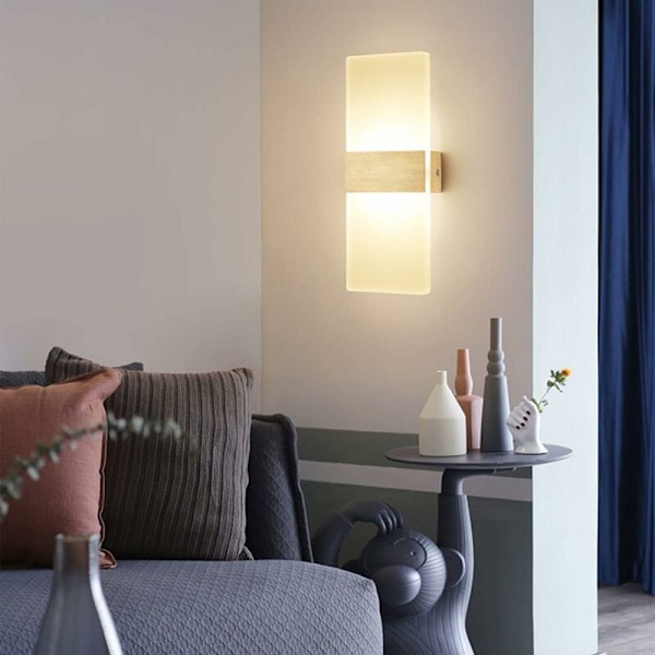 Indendørs væglampe LED 12W Glasvæglampe Enkel Design Børstet Grå til Soveværelse Stue Badeværelse 29CM [Energiklasse A+]