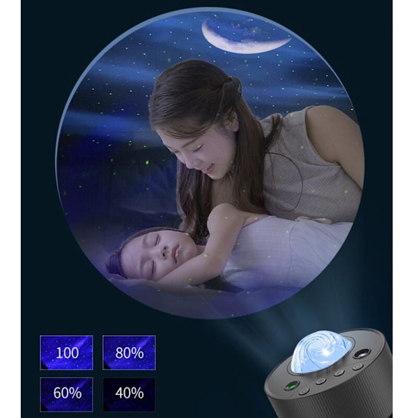 Stjerneprojektor Galaxy Natlys med Bluetooth Højttaler Projektionslampe med Fjernbetjening Musik Natlampe Dekor-Sort