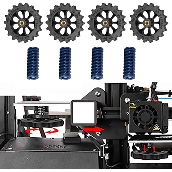 3D-skrivertilbehør Twist Main Auto Nivelleringsmuttersett for Ender3 CR10 / 10S Hotend (Blå + Svart)