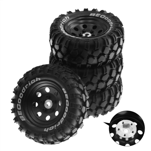 4 st 1,9 tum metallfälg gummidäck för 1/10 RC Crawler TRX4 SCX10 D90 4103 90046 FR4 FMS NT4-Svart