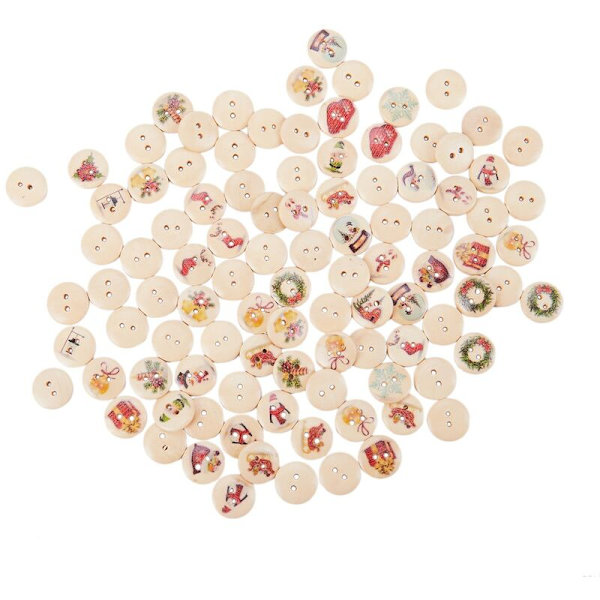 100 stk. træknapper med 2 malede huller Scrapbooking syning 15mm (5/8 tommer)