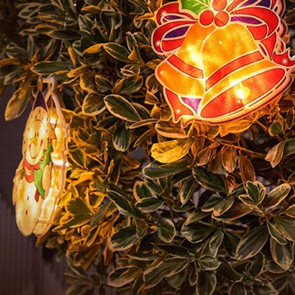 Julevinduesdekoration Lys, Sugeskålshængende Lysstreng til Vindue, Festdekoration, Lysende Gave til Julefest, Indendørs Soveværelse