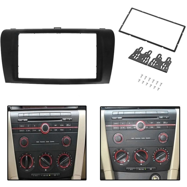 2 DIN bilstereo radio DVD-fascia fascias instrumentpanel platta trim kit ram täckning för AXEla 2004-2007 2008 2009