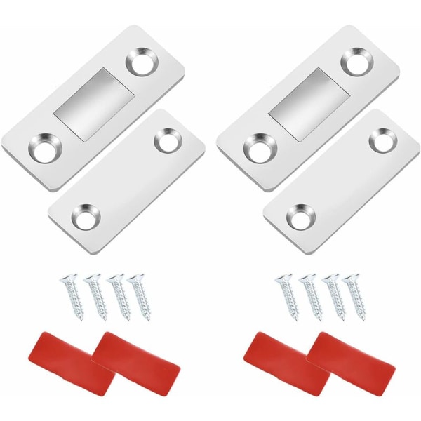 Skåpsdörrmagnet, ultratunn skåpsdörrmagnet magnetisk lås med rostfria skruvar och självhäftande för köksskåpsdörr