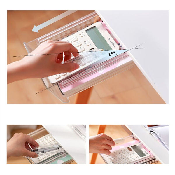 Under Desk Skuff Organiser Solid Perforation Under Table Oppbevaringsboks Matvare Oppbevaring Hvit