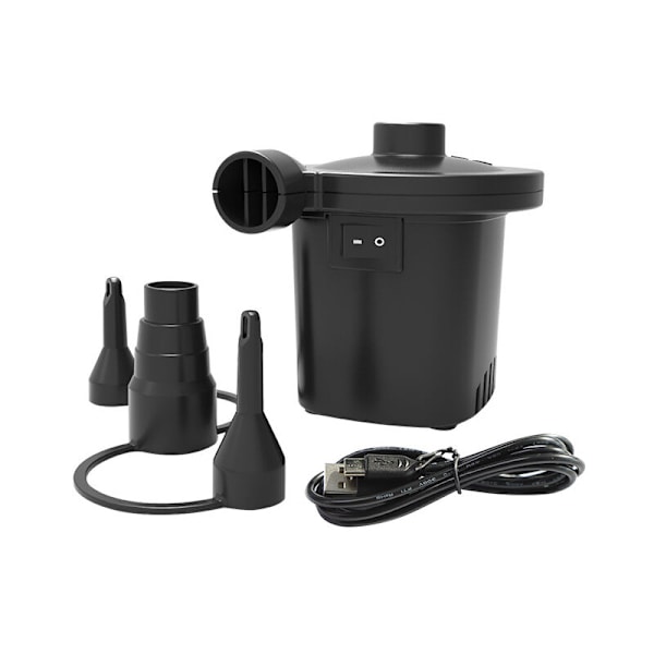 Elektrisk Luftpumpe, Genopladelig Elektrisk Luftpumpe med Genopladelig USB-Kabel, Hurtig Opblæsning/Afblæsning 3 Dysestørrelser og 5V Adapter Inkluderet til Opblæsning