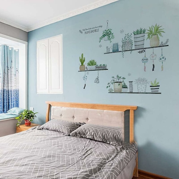 Färsk växt tapet självhäftande sovrum väggdekaler varm barnkammare layout väggdekaler dekoration-Sunny