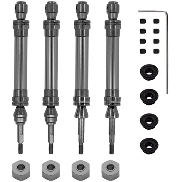 4 st metall bakre drivaxel CVD för 1/10 Slash Stampede Hoss VXL RC bildelar, grå
