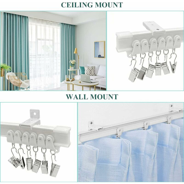 Gardinstang, Fleksibel Takgardin Skinne for Buet Vindu, Omtrent 5m, Foldbar Buet Solid Plastveggbrakett for Romdeler