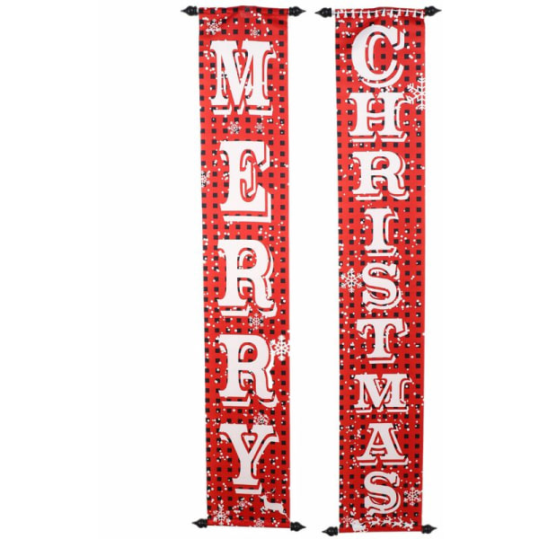 Merry Christmas Banner, Christmas Porch, Red-Black, BüFfelkaro, Decoration, for Indoors and Outdoors Christmas Decoration for Home, Wall or Door