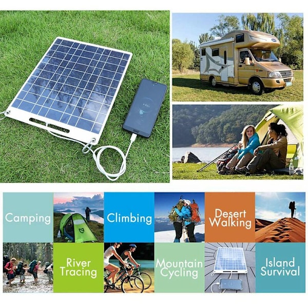 13W 5V Udendørs Solcellepanel Mobiltelefon Solcellelader Dobbelt USB Fleksibelt Solcellepanel til Telefon Udendørs Camping