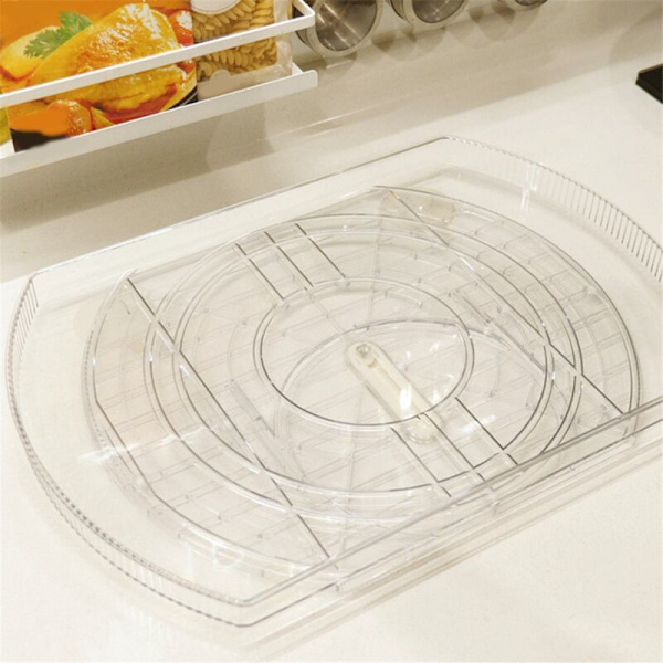 Kylvridplatta, Kvadratisk Vridplatta Organizer för Kylskåpsskåp, Matplats, 1 Pack - Transparent
