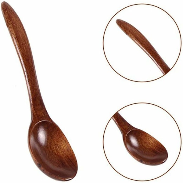 Treskjeer i bambus, retro honning- og sylteskjeer, barneskjeer, kaffeskjeer, suppe-skjeer (3 stk) - Fei Yu