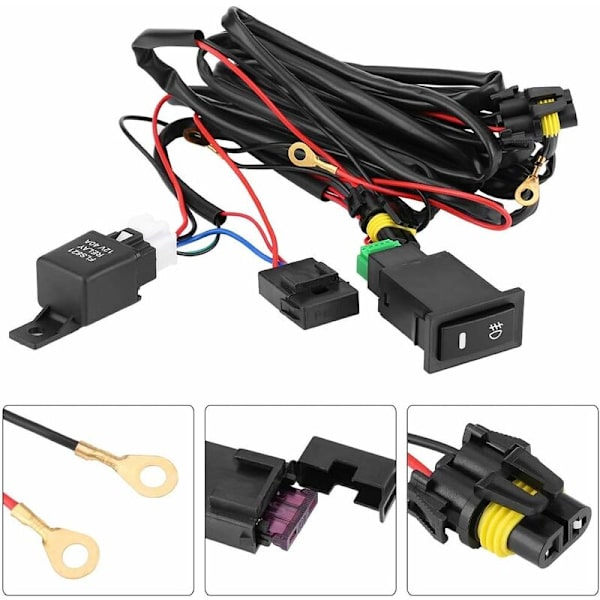 Tåkelys-kabelsett - Universal tåkelys tåkelys ledninger Polo 4 12V Universal bil LED tåkelys på/av bryter ledningsnett sikring relésett