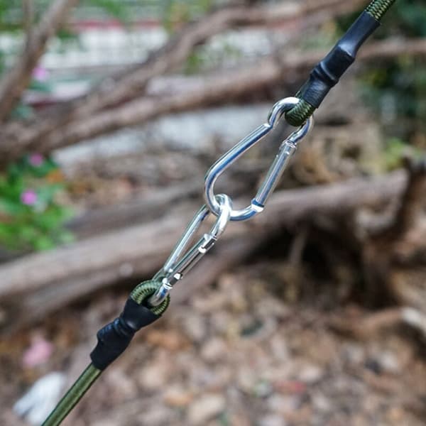 Utomhus 8 mm karbinhake bungee rep elastiskt band tält snöre campingklädstreck bagagebindningsrep packningsbälte, 4 st set
