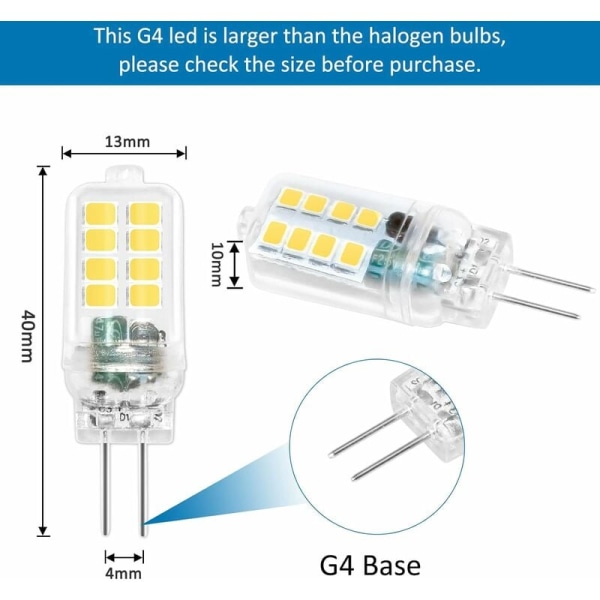 G4 LED-lamppu 12V 3W, himmennettävä, 16SMD 300LM viileä valkoinen 6000K, 25W G4 halogeenilamppu vastaava, G4 LED-lamppu kattokruunuun, maisemavalaistukseen, Cabi