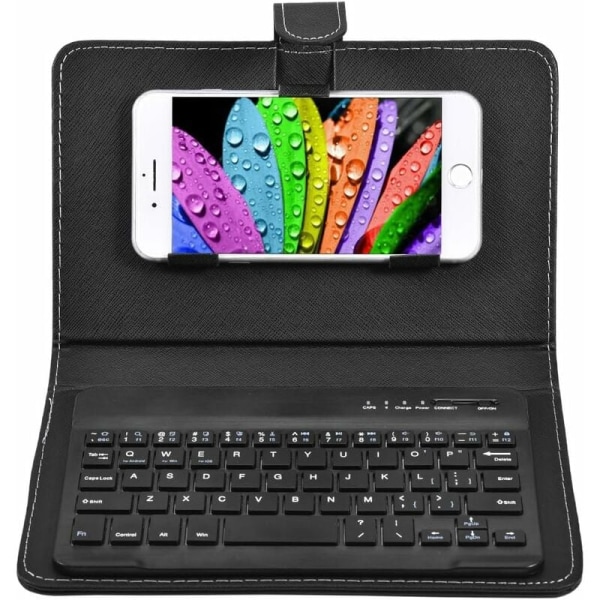 Universal trådlöst Bluetooth tangentbord, case med hållare, för iOS/Android-mobiltelefoner, Black-Fei Yu
