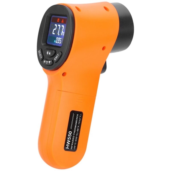 HW550 Industriell Sensortermometer -50-550°C Håndholdt Infrarød Termometer Berøringsfri LCD-Skjerm Termometer, Oransje