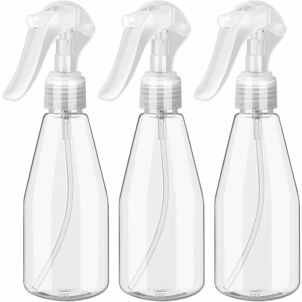 200ML Tom Sprayflaske - 3STK, Sprayboks Sprayflaske Transparent Plastkanner Tom Spray for Frisørplanter Blomster Vann Sprayer Hår Salo