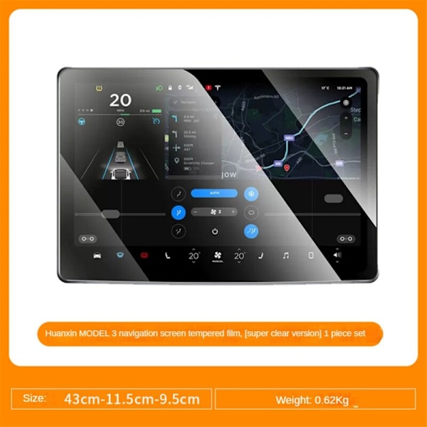 Hærdet film til Model X S 2022-2024 Navigation Climate Control skærm, 2 stk. - C