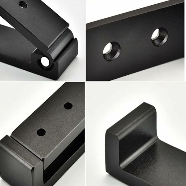 Sæt med 4 sammenklappelige vægkroge - Usynlige knager, aluminium vægkrog, aluminiumlegering vægophængskrog 90° sammenklappelige knager - Sort