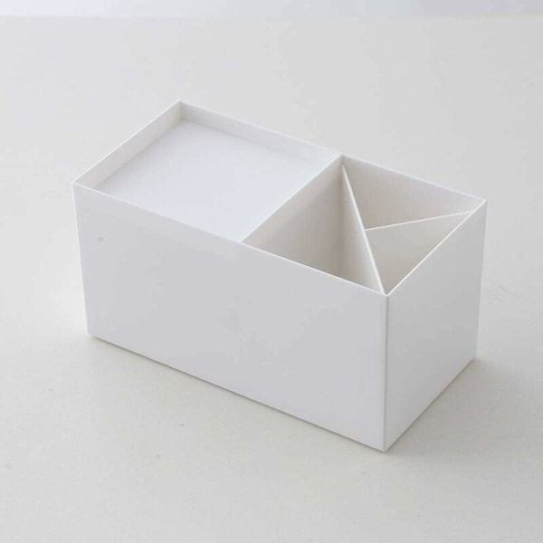 Mini Desktop Storage Box for Office Supplies, Pen Holder for Desk, Cute Pencil Pot, Makeup Brush Holder (White)