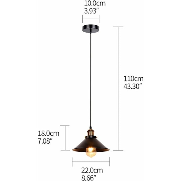 Set med 2 Industriella Retro Svarta Järn Köksbar Balkong Hängande Armaturer