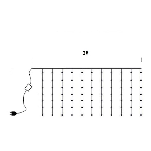 Gardinslys 300 LED Gardinslys 3Mx3M 8 Lystilstande Vandafvisende IP44 Udendørs og Indendørs, Dekoration til Jul, Bryllup, Fødselsdag, Vindue