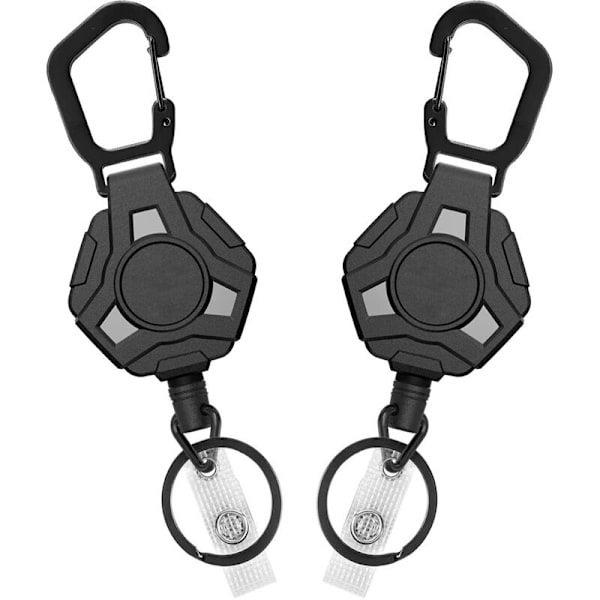 4 stk. Heavy Duty Retractable Nøgleringe, Retractable Badge Reels, Badge Holder med Karabinhage, Belagt Stålsnor 31,8 Tommer