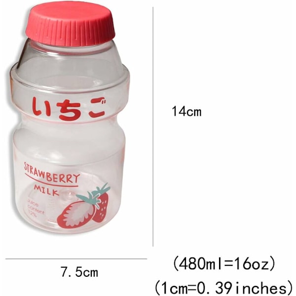 Muovista valmistettu hedelmämehu- ja vesipullo, lasten ja aikuisten sarjakuva-ravistelupullo, 16oz/480ML läpinäkyvä kannettava vuotamaton matkapullo