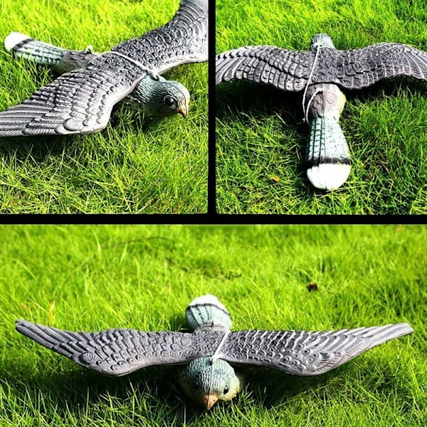 Haukka Anti-Pigeon Dekoraatio Pelätin Linnut Kyyhkynen Hälyttäjät Puutarha Figuuri, Realistinen Puutarhalintu Ripustusköysillä, Realistinen Tuholaistorjunta,34x52