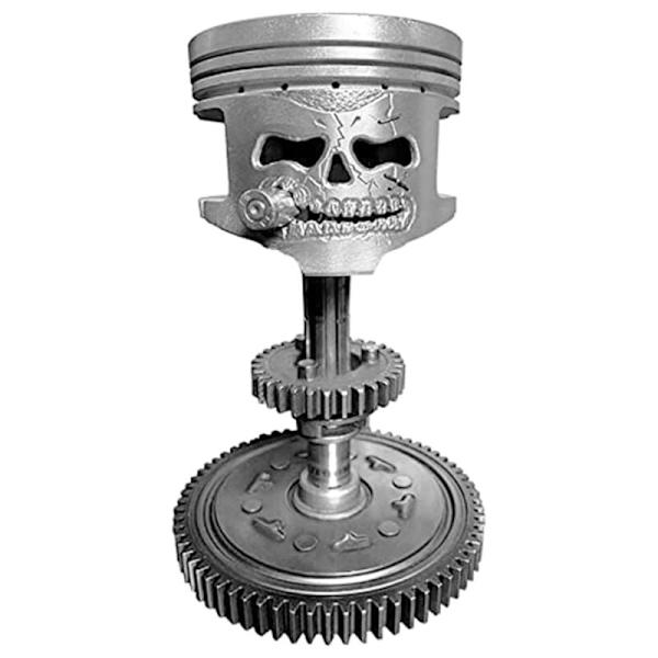 Skulptur Stempel Skull Skulptur Resin Art Figur Kreativ Håndlavet Hoved Statue Kunstværk Dekorationer til , 14X6X8 Cm