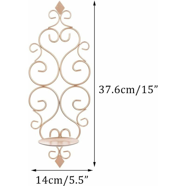 2 Tealight-kynttilänjalkaa seinälle kiinnitettävä metalli seinäkynttilänjalka, kynttilänjalka seinälle makuuhuoneen kylpyhuoneen olohuoneen koristeluun, ruusukulta-