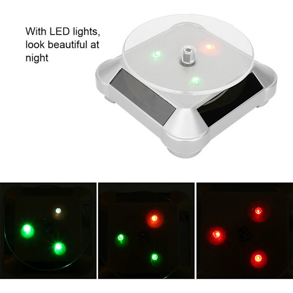 PhoneSilver Smykker Solcelledrevet LED Elektrisk Dreieskive Displaystativ med Lys