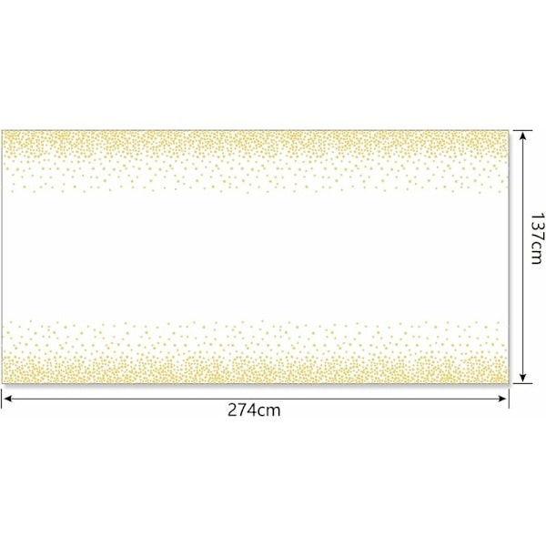 Vit och guld prickig duk Vit och guld bordsduk 137 x 274 cm Rektangulär plastduk för vit och guld födelsedagsbordsdekoration