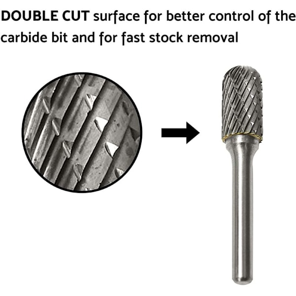 1/4 tommers skaft Karbidfresere Dobbelt kutt Rotasjons slipetilbehør for treskjæring Metall sliping Gravering