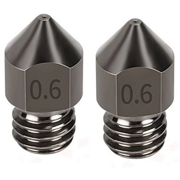 2 stk. MK8 hærdet stål dyse printhoved forbrugsvarer 1,75/0,6 mm 3D-printer ekstruder dyser til Ender3/V2/PRO