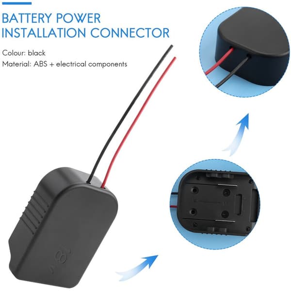 Adapter för & 18V Batteri Power Connector Adapter Dock Adapter Dock med 12 Awg Wire Adapter