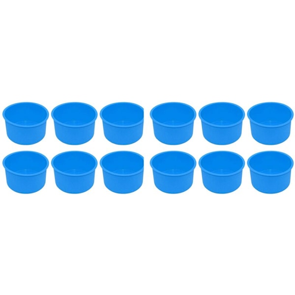Mini Silikonkakeformer Runde Bakeformer 4 Tommer Ikke-Klebbende Gjenbrukbare Blå, Pakke med 12
