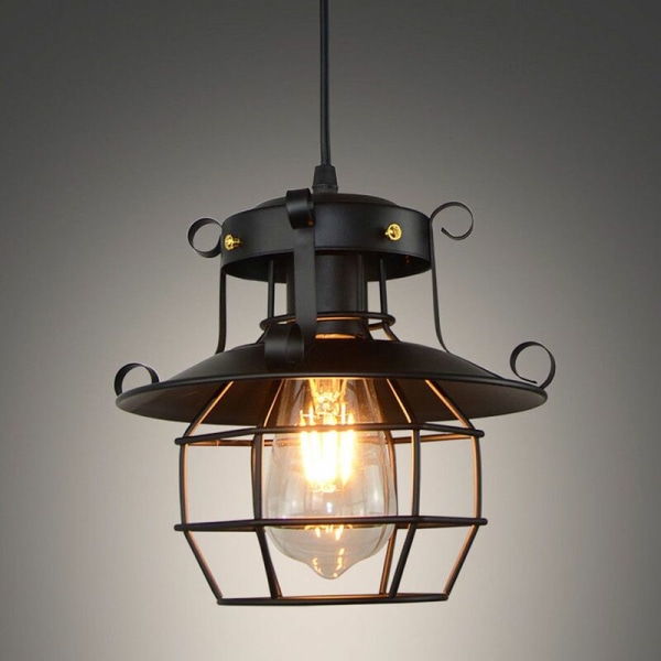 Vintage industriell ljuskrona metall taklampa taklampor Nordic Edison Cage Retro loftlampa Heminredning