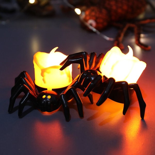3 kpl Halloween-kurpitsalyhtyjä, tunnelma-koriste-esineitä, LED-elektroninen kynttilä, välkkyvä hämähäkki, yövalo, koristeet