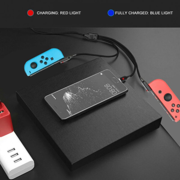 Bærbar multifunksjonell 1,8 m 3 i 1 ladekabel for / Switch / & Smart