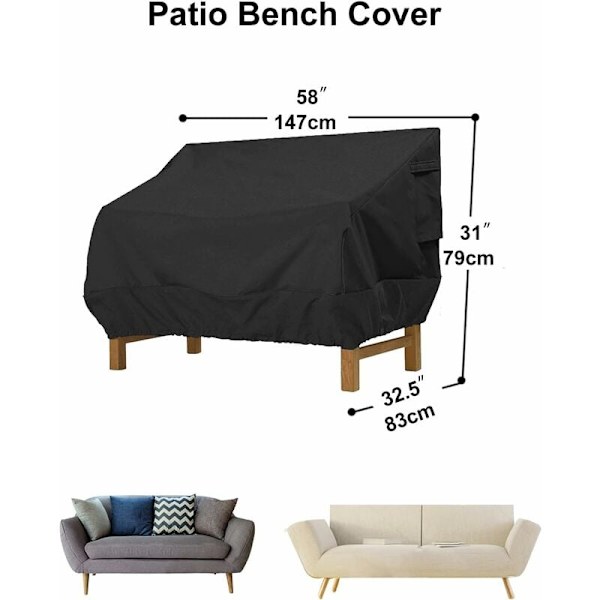 Hagesofa Deksel, Vanntett, 210D Oxford Stoff, Sølvbelagt, UV-bestandig, 147 x 83 x 79 cm，nior