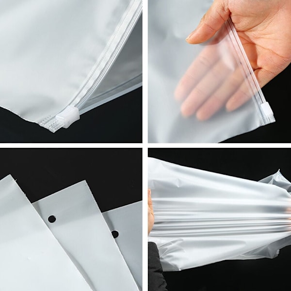 50 stk/pakke Svømmematte Frosted Pouch Svømmepose Vanntett Forseglet Pose Transparent Glidelåspose Klær BH Sko Oppbevaring