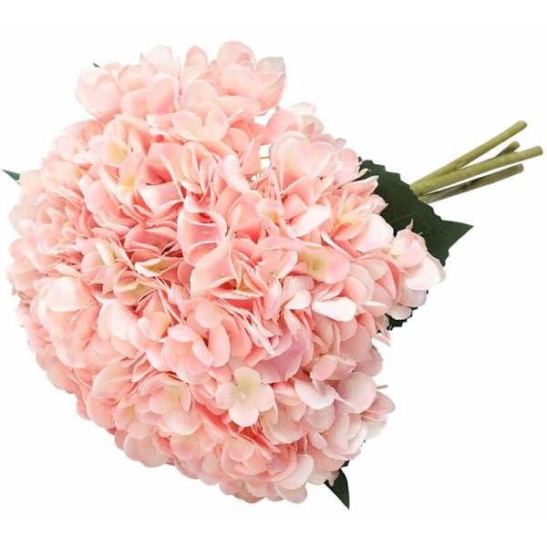Kunstige blomster, kunstige hortensiaer, falske hortensia blomsterhoder med stilker for bryllupsbuketter hjemmeblomsterarrangementer rosa